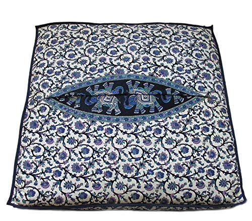 CRAFT KALA Mandala Floor Pillow Cushion Cover Seating Throw Cover Hippie Decorative Bohemian Ottoman Poufs Pillow Cases Boho Indian Cotton Living Room Yoga Home Décor (24" Square, Green Deer Elephant) - color: Green Deer Elephant, size: 24" x 24" (Pack of