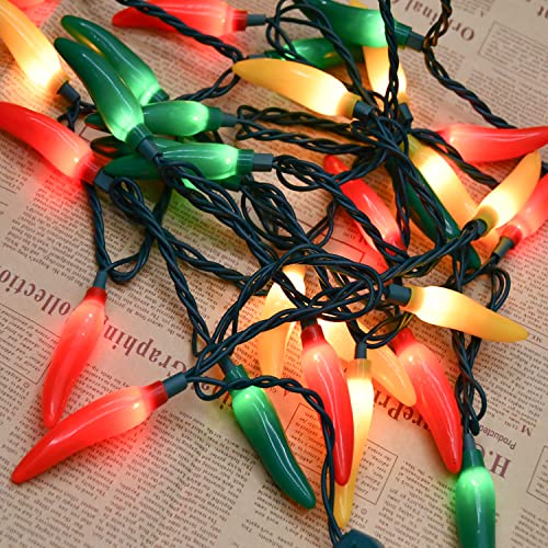 Multicolor Chili Pepper Lights, 13.6Ft Christmas Decorative String Lights with 35 Red Green Yellow Chili Light, Connectable Chili Pepper Lights for Outdoor Indoor Xmas Party Kitchen Garden - color: Multicolor Chili Pepper Light