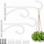 2Pack 6 Inch Plant Hangers for Hanging Baskets, Hanger for Indoor and Outdoor Plant Pots Holder, Wall Hook for Planters, Flower Basket, Wind Chimes, Lantern, Light, Bird Feeder, Home Décor-White