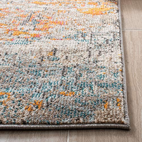 SAFAVIEH Madison Collection Runner Rug - 2'2" x 6', Grey & Orange, Modern Abstract Design, Non-Shedding & Easy Care, Ideal for High Traffic Areas in Living Room, Bedroom (MAD460F) - color: Grey/Orange, size: 2'2" x 6' (Runner)