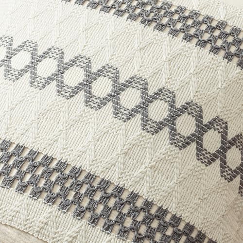 MIULEE Set of 2 Gray Boho Decorative Pillow Covers 18x18 Inch Farmhouse Rustic Couch Throw Pillows Modern Spring Cotton Cushion Covers Retro Cute Macrame Woven Home Decor for Bed Sofa Chair - color: Gray, size: 18" x 18" (Pack of 2)