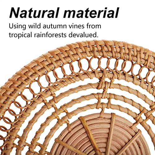 Wall Basket Decor, Boho Handmade Hanging Wall Baskets, Woven Seagrass Rattan Wall Decor, Flat Round Handcrafted Wall Decor for Coastal Art Bedroom Living Room Farmhouse home(Rattan circle 30cm) - color: Rattan circle 30cm