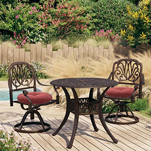 FUNHOME Bistro Chair Cushions 15 inch,Set of 2,Tufted Round Chair Cushions with Ties,15"x15"x4",Water Resistant Round Seat Cushion for Barstool Chairs,Patio Garden Kitchen Outdoor Furniture(Rust Red) - color: Rust Red, size: 15"x15"