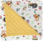 Spring Animals Baby Blankets for Girl Boy Raccoon Fox Deer Bird Snails Floral Leaves Soft Mink Dotted Backing Double Layer Swaddle Blanket for Toddler Nursery Forest Animal Bed Blanket 30x40
