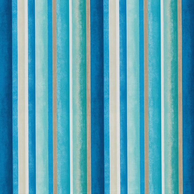 Pillow Perfect Stripe Indoor/Outdoor Accent Throw Pillow, Plush Fill, Weather, and Fade Resistant, Large Throw - 18.5" x 18.5", Blue/Tan Dina, 2 Count