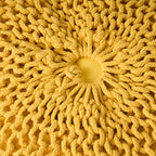 Nahunta Knitted Round Pouf - Cotton - Yellow - color: Yellow