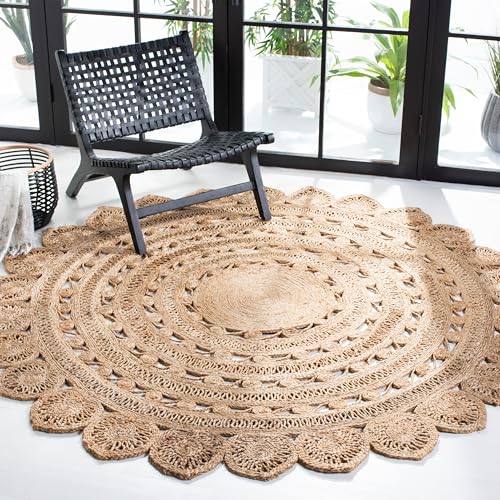 SAFAVIEH Natural Fiber Round Collection 9' Round Natural NF160A Handmade Boho Charm Farmhouse Jute Area Rug - color: Natural, size: 9' (Round)