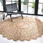 SAFAVIEH Natural Fiber Round Collection 9' Round Natural NF160A Handmade Boho Charm Farmhouse Jute Area Rug - color: Natural, size: 9' (Round)
