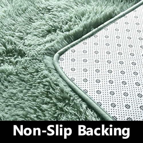Awaytail Sage Rug Collection - 2 x 3' Non-Slip Height Pile 1.4" Plush Rug Rubber Backing - Throw Rugs Carpet for Bedroom - color: Sage, size: 2' x 3' (Rectangular)