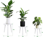 3-Pack Wood Plant Stands Indoor, Single Plant Stand for 6-12 Inch Pots, Mid-Century Modern Plant Stool, Tall Plant Stand for Large Plants for Living Room, Balcony, Office (White)