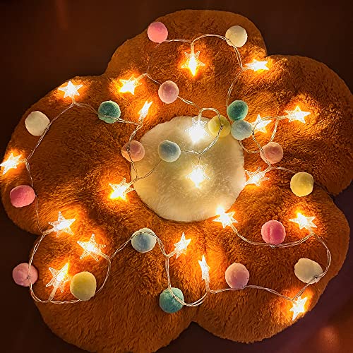 ChiRee Indoor String Lights 6.56 Feet Pom Poms Star Lights 20 LED Battery Operated String Fairy Lights Warm White Star Lights Colorful Decor Lights for Home Bedroom Kids Playhouse Holiday Christmas - style: Star-Pink and Blue