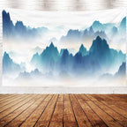 EMMTEEY Foggy Mountain Wall Tapestry - Mountains in Fog Landscape Art for Living Room - 92.5x70.9 Inches - Present for Families