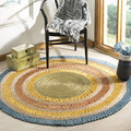 SAFAVIEH Natural Fiber Round Collection 5' Round Blue/Multi NF201C Handmade Boho Charm Farmhouse Jute Area Rug - color: Blue/Multi, size: 5' (Round)