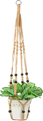 BB FUN HOUSE Plant Hanger Indoor Hanging Planter Basket with Wood Beads Decorative Flower Pot Holder No Tassels for Indoor Outdoor Boho Home Decor 35 Inch (POTS NOT Included)