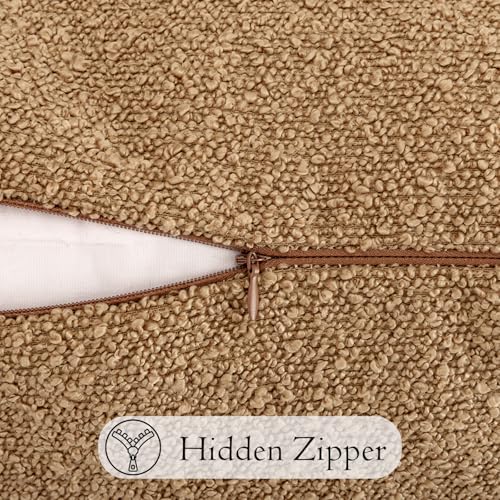 JoraLion Boucle Lumbar Pillow Cover 14x26 inch, Brown Textured Throw Pillow Cover Cushion Case for Sofa Bed Couch Living Room, Pack of 1 (Cover Only) - color: Brown, size: 26" x 14" (Pack of 1)