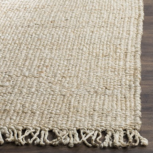 SAFAVIEH Natural Fiber Collection Runner Rug - 2'6" x 8', Ivory, Handmade Boho Fringe Woven Jute, Ideal for High Traffic Areas in Living Room, Bedroom (NF368B) - color: Ivory, size: 2'6" x 8' (Runner)