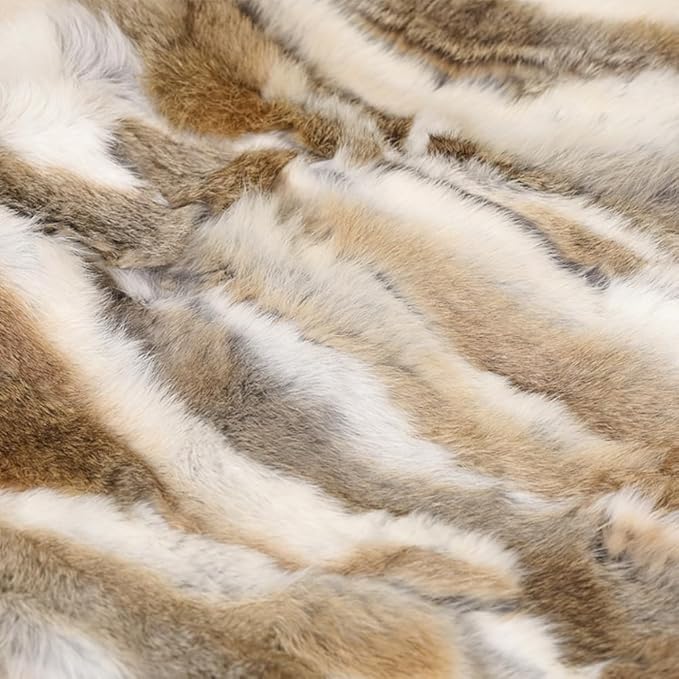 MOOX Rabbit Fur Throw Pillow Covers Decorative Fluffy Soft Fuzzy Plush Luxury Genuine Animal Skin Lumbar Pillow 12"x20" Cushion Cover(Yellow-White, 12x20inch)