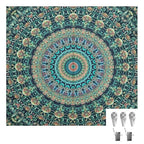 Hopodix Green Peacock Mandala Wall Tapestry, Bohemian Wall Hanging for Bedroom Living Room Dorm Decor，59.06×51.18 inches - size: 60"L x 36"W
