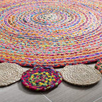 SAFAVIEH Cape Cod Collection Area Rug - 3' Round, Red & Multi, Handmade Boho Braided Jute & Cotton, Ideal for High Traffic Areas in Living Room, Bedroom (CAP201A) - color: Red/Multi, size: 3' (Round)