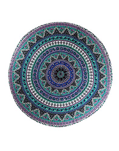 RAJRANG Hippie Tapestry Sea Green Printed Cotton Tapestry | 20x20 Inches D-72 Sheeting Wall Hanging for Bedroom & Living Room | Boho Mandala Decorative Art for Home Decor