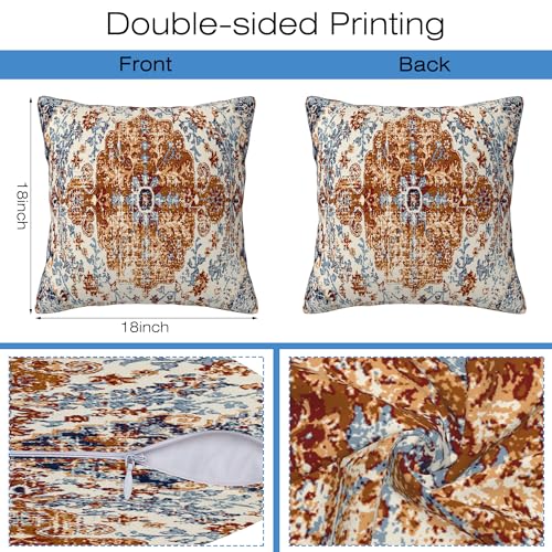Ethnic Boho Throw Pillow Covers Set of 2 Rug Boho Style Ethnic Design Pillow Covers 18x18 Inch Modern Farmhouse Home Decorative Pillow Cases Cushion Cover for Sofa Living Room Office - color: Ethnic Boho, size: 18" x 18" (Pack of 2)