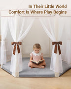 Thick Hexagon Playpen Mat,65x56 Inch Baby Play Mat for Floor,Soft Support & Plush Feel Foam Mats Play Tent Mats for Infant,Kids,and Toddler Crawling,Non-Slip Back for Indoor Playhouses(Light Grey)