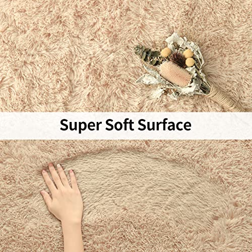 Merelax Modern Soft Fluffy Small Shaggy Rug for Bedroom Livingroom, Soft Non-Slip Kids Room Entryway Throw Rugs, Plush Furry Fur Area Rugs Comfy Nursery Accent Floor Carpet 2x3 Feet, Beige - color: Light Tan, size: 2' x 3' (Rectangular)