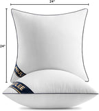 MIULEE 24x24 Euro Pillow Inserts Set of 2 Throw Pillows 24 Inch Premium Down Alternative Pillow Inserts Decorative Pillow Stuffer for Sofa, Couch (24x24 inch, Set of 2)