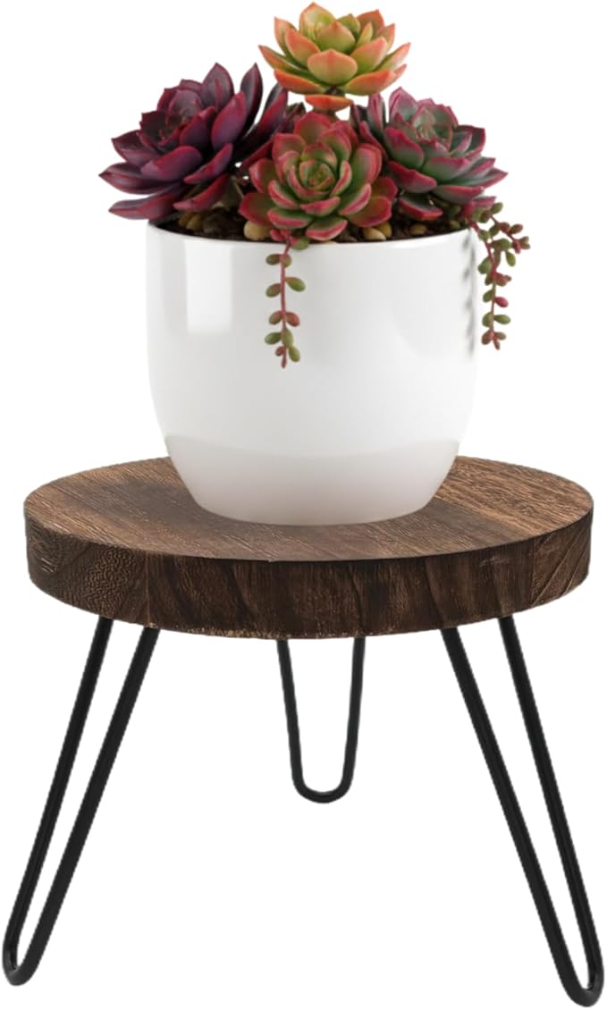 Wood Plant Stand Indoor Outdoor, 8'' Wooden Planter Stands Fit 5-10 Inch Pot, Plant Stool Flower Pot Stand Gardening Display Pedestals for Decor Living Room Balcony, Office, Patio