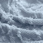 Simple&Opulence Cotton Throw Blanket for Bed, Couch, Boho Textured Geometric Knit Woven Blanket with Tassels Soft, Lightweight Breathable Shabby Chic Farmhouse Decoration for All-Season(Dusty Blue)