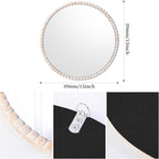 SWTHONY 15inch Small Round Boho Beaded Mirrors for Wall Decor, Cute Decorative Hanging Wooden Circle Nursery Mirror for Girl Room, Bedroom, Livingroom