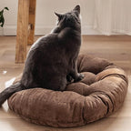 Sexysamba Round Floor Seat Pillows Cushions 22" x 22", Soft Thicken Yoga Meditation Cushion Pouf Tufted Corduroy Tatami Floor Pillow Reading Cushion Chair Pad Casual Seating for Adults & Kids, Coffee