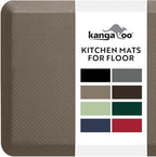 KANGAROO Thick Ergonomic Anti Fatigue Mats for Kitchen Floor, 48x20, Cushioned Standing Office Desk Mat, Waterproof Scratch Resistant Topside, Supportive All Day Comfort Padded Foam Rugs, Cappuccino