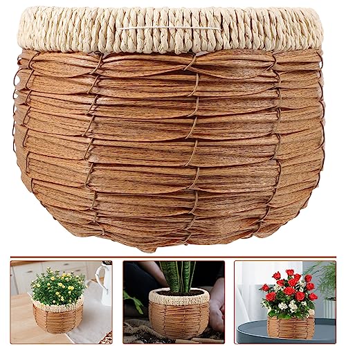GANAZONO Woven Planter Basket Natural Rattan Plant Pot 7.28X7.28X5.31In Handwoven Multi-Purpose Flower Container for Indoor Outdoor Decor and Storage - size: 18.5X13.5CM