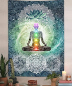 DYNH Meditation Vertical Tapestry, Yoga Decor Tapestry Wall Hanging for Bedroom, Lotus Tapestries Poster Beach Blanket College Dorm Home (40W X 60H) - size: 60"L x 40"W