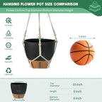 Self-Watering Hanging Planters for Indoor Plants Set 2-Piece Includes Plant Hanging Pot, Drainage-Hole Hanging Pot, and Hanging Basket Rack (10 Inches, Black)