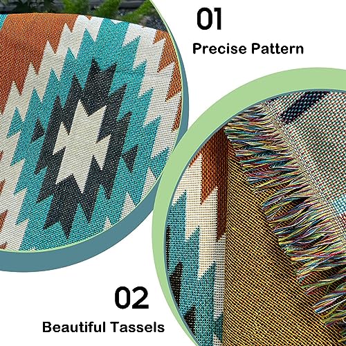 Hopstar Aztec Throw Blanket Navajo Indian Blankets and Throws Boho Western Decor Couch Cover Blanket for Bed Sofa Living Room Beach Travel 51"x63" (Emma) - color: Emma, size: 51"x63"