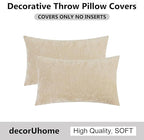 decorUhome Chenille Beige Spring Throw Pillow Covers 12x20 Inch Set of 2, Decorative Soft Couch Pillow Covers Solid Dyed Accent Farmhouse Neutral Rectangle Pillow Cases for Sofa