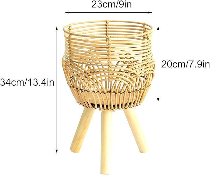 Woven Rattan Pot Stand Indoor, Handwoven Woven Plant Pot with 3 Legs, Plant Display Rack Flower Pot Stand for Gardening and Interior Decoration Plant Stand(#1)
