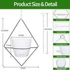 Hanging Planters for Indoor Plants, 2 Set Self Watering Hanging Flower Pots, Modern Hanging Plant Baskets with Metal Plant Holder & 6.5 Inch Plastic Pots for Garden Home Decor (White)