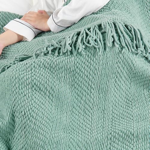 Home Soft Things Throw Blanket Knitted Tweed Throw 50'' x 60'', Silver Blue, Super Soft Cozy Warm Comfortable Breathable Throw for Living Room Chair Couch Bed Sofa Bedroom Home Décor - color: Silver Blue, size: 50 in x 60 in