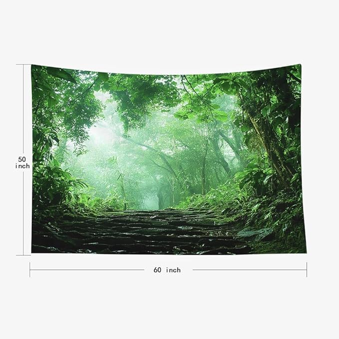 EMMTEEY Forest Tapestry Spring Green Forest Road 60X50 Inch Ceiling Tapestry Wall Art Hanging Tapetries for Bedroom Living Room Dorm Décor