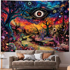Dermijer Evil Eyes Tapestry Trippy Eye Tapestries Psychedelic Forest Tapestry Hippie Mystic Nature Landscape Tapestries Abstract Aesthetic Wall Hanging Decor for Bedroom Home 78.7L x 59.1W - size: 78.7"L x 59.1"W