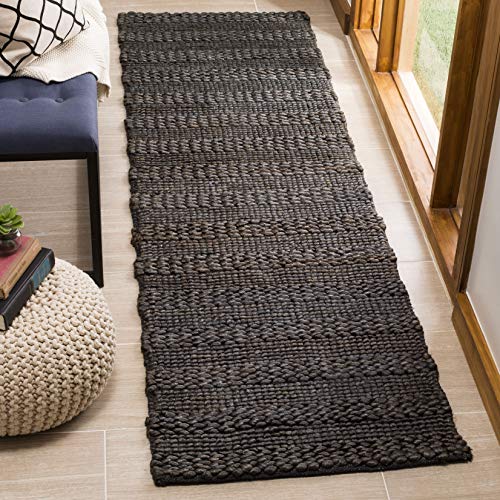 SAFAVIEH Natural Fiber Collection Runner Rug - 2'3" x 6', Charcoal, Handmade Jute, Braided Woven Design, Ideal for Living Room, Bedroom (NF212C) - color: Charcoal, size: 2'3" x 6' (Runner)