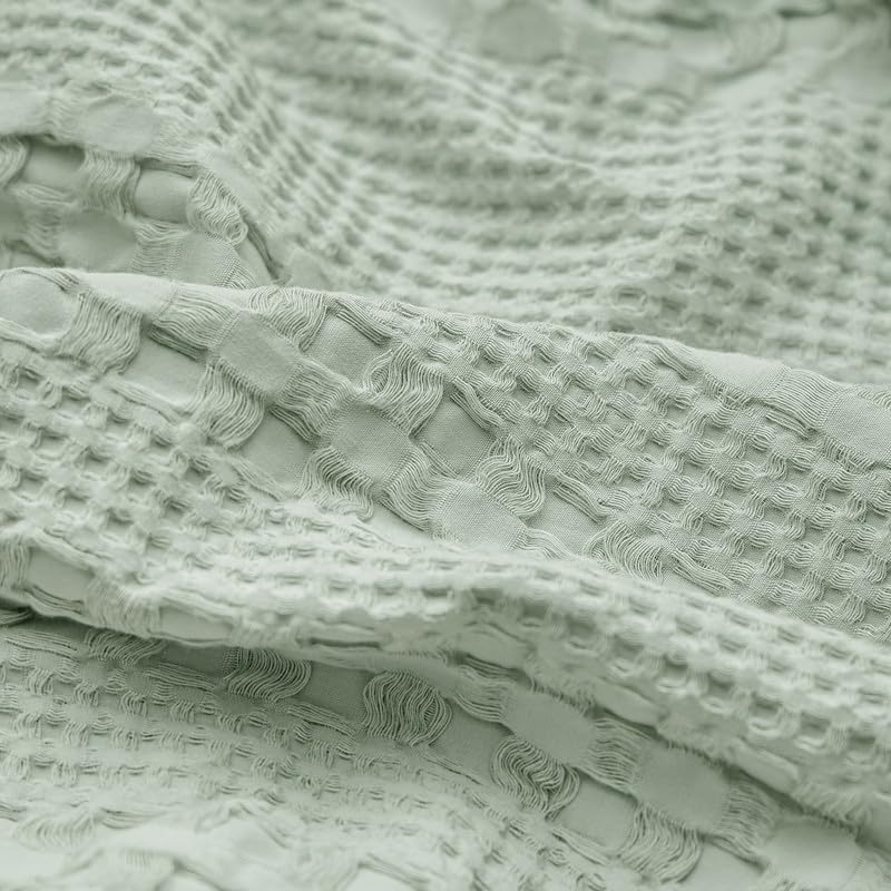 PHF 100% Cotton Waffle Weave Pillow Covers 24" x 24", 2 Pack Luxury Square Shell for Elegant Home Decor, No Filling, Luxury Aesthetic Soft Pillow Covers for Bed, Mint Green - color: Mint Green, size: 24" x 24" (Pack of 2)