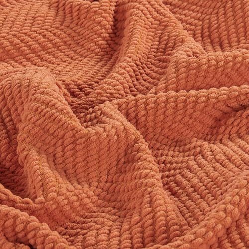 Home Soft Things Throw Blanket Knitted Tweed Throw 50'' x 60'', Rust, Super Soft Cozy Warm Comfortable Breathable Throw for Living Room Chair Couch Bed Sofa Bedroom Home Décor - color: Rust, size: 50 in x 60 in