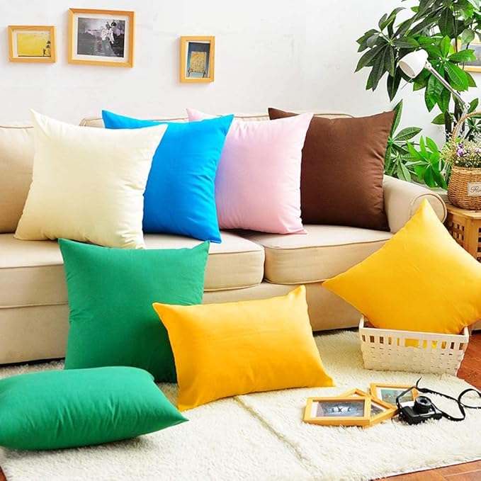 4-Pack 100% Cotton Lumbar Comfortable Solid Decorative Throw Pillow Case,Thmyo Rectangle Cushion Cover Pillowcase Sublimation Blank Pillow Covers DIY Throw Pillowcase(12x20inch/30x50cm, Yellow)