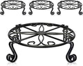 4 Pack Black Plant Stand for Flower Pot Heavy Duty Potted Holder Indoor Outdoor Metal Rustproof Iron Garden Container Round Supports Rack for Planter Bronze, Pumpkin Stand Outdoor……