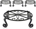 4 Pack Black Plant Stand for Flower Pot Heavy Duty Potted Holder Indoor Outdoor Metal Rustproof Iron Garden Container Round Supports Rack for Planter Bronze, Pumpkin Stand Outdoor……