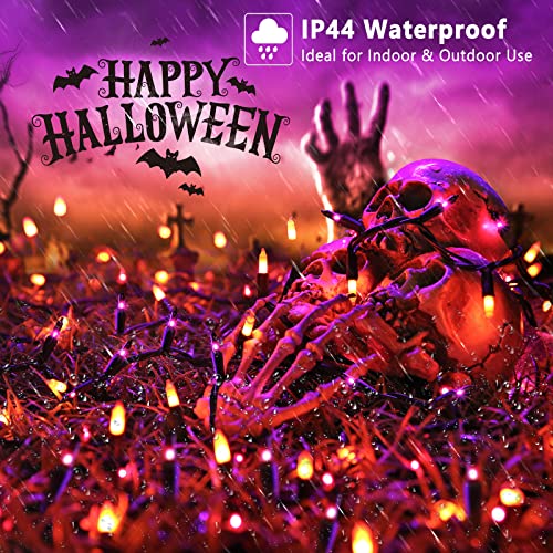 ODEETRONIC Purple Orange Lights, 21.63ft 100 Count Mini Incandescent Halloween Lights, 120V UL Certified Connectable Plugin Outdoor Tree Light, Brown Wire Indoor String Light for Party Spooky Decor - color: Purple Orange-Brown Wire, size: 100 Count Incand